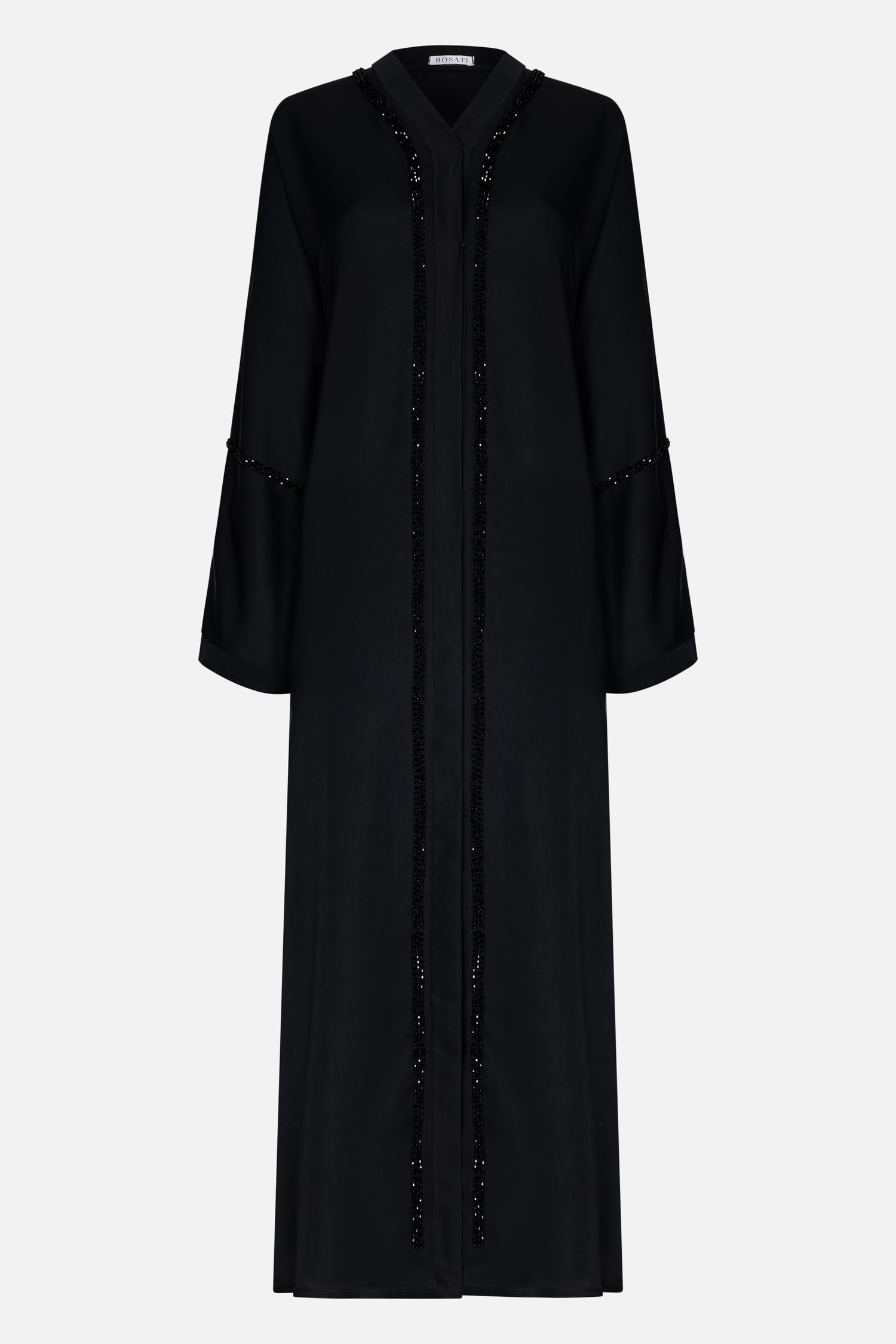 voorkant foto van de luminous noir abaya 